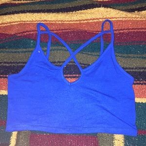 Blue cris cross tank top